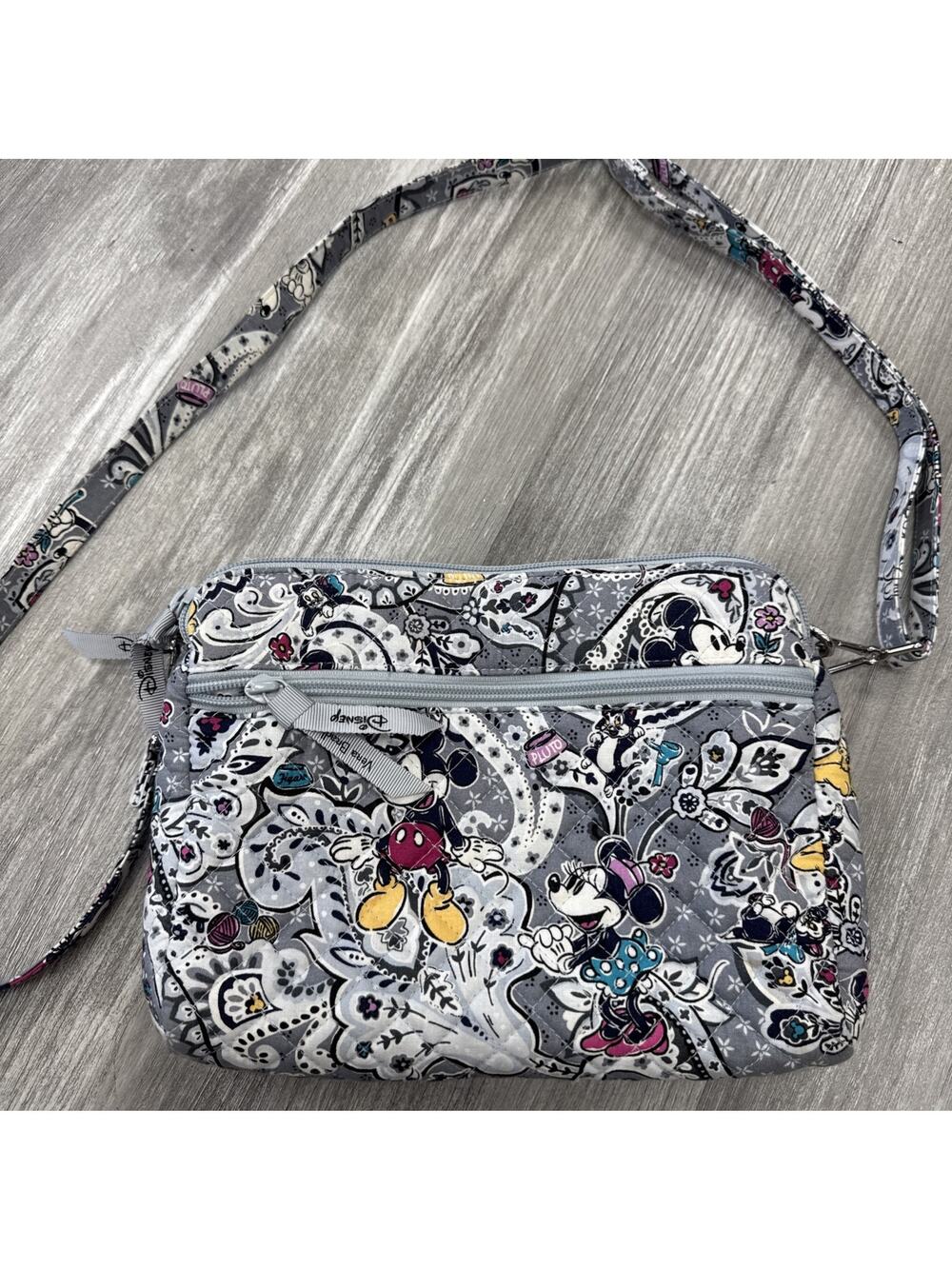 EUC Vera Bradley Disney Mickey Piccadilly Paisley Triple Compartment Crossbody